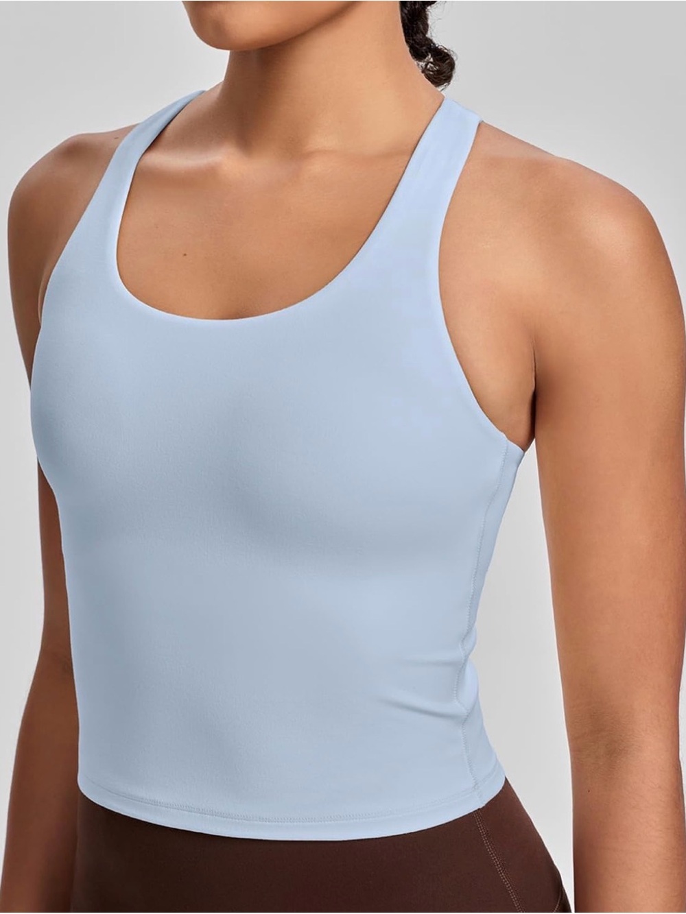 Light Blue Scoop Neck Sports Crop Tank